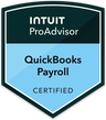 Intuit ProAdvisor certification badge — QuickBooks Payroll, Certified